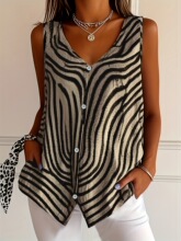 S 15213 Printed Button Cardigan Vest ӡ���_������ �羳���l
