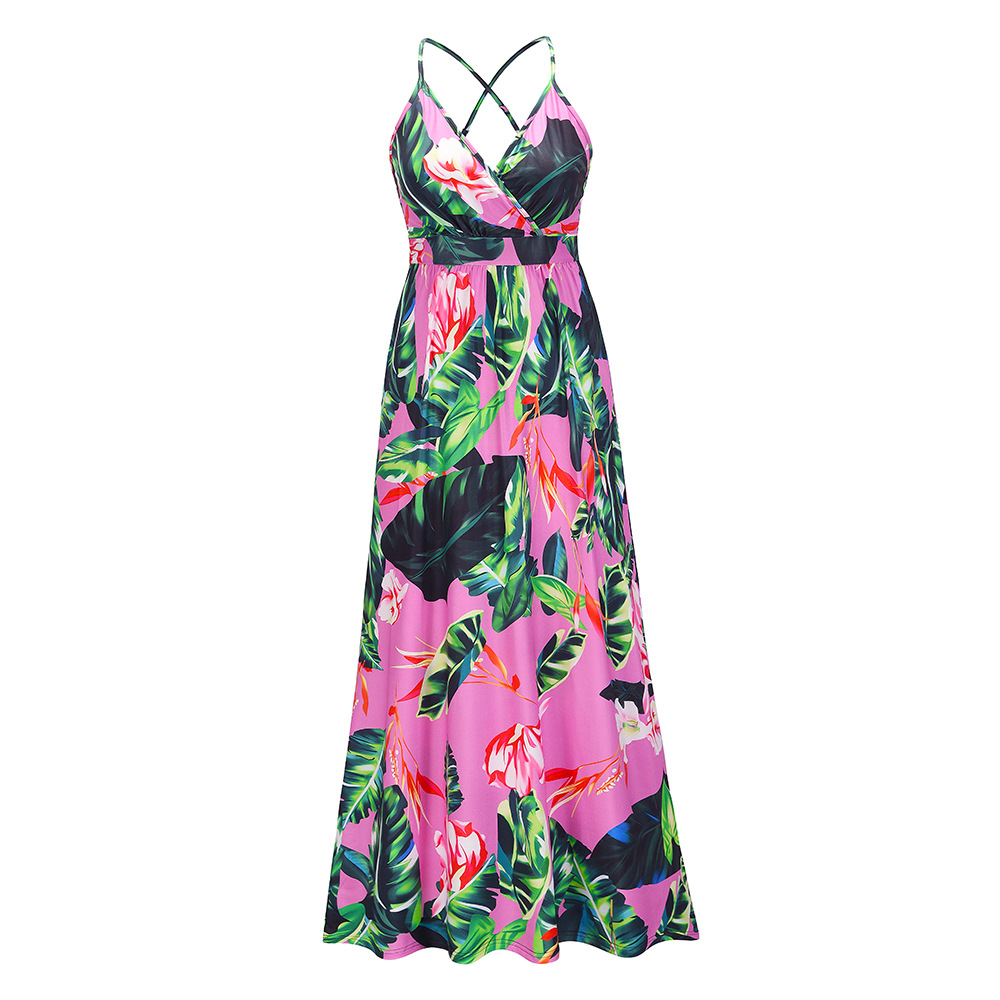 V-Neck Floral Printed Slip Dress NSHYG111315