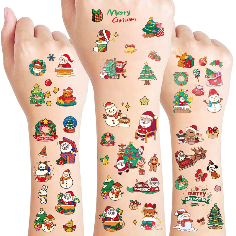 Cross Border New Children Cartoon Christmas Tattoo Sticker Cute Santa Claus Holiday Gift Temporary Tattoo Sticker