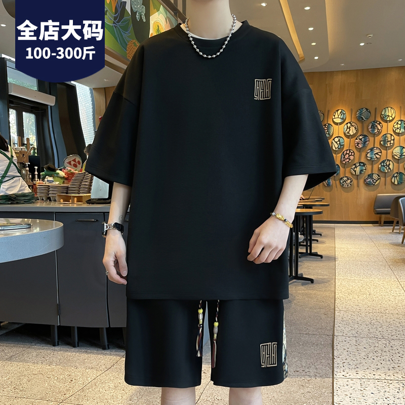 Chinese Style Plus-Size Men's Summer Short-Sleeve Shorts Sports Suit for Men 2025 Youth Oversized Clothing Set Chinese Style Plus-Size Men's Summer Short-Sleeve Shorts Sports Suit for Men 2025 Youth Oversized Clothing Set