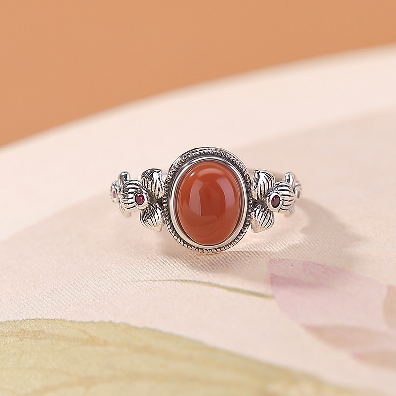 Nhẫn bạc S925 vintage họa tiết hoa cổ điển, có thể điều chỉnh độ mở — Một mảnh