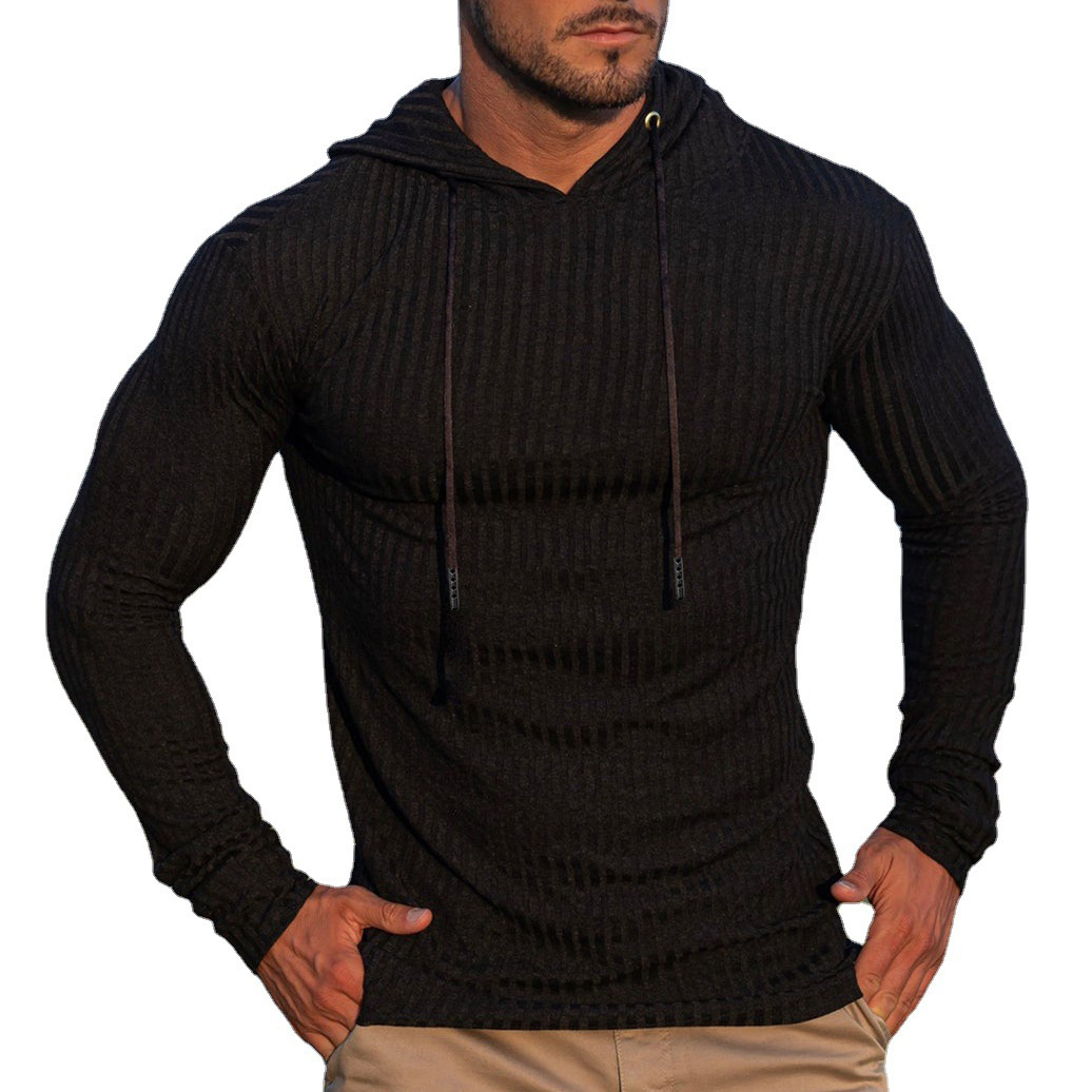 Nuevos deportes transfronterizos europeos y estadounidenses musculares fitness primavera y otoño delgado ropa de entrenamiento de punto camiseta encapuchada de manga larga chaqueta