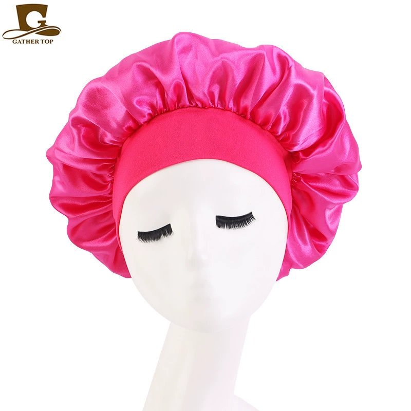 Sleeping Hat TJM-301 — Wide-Edge High-Elastic Ladies Hair Care Cap, Satin-Look, 56–58 cm