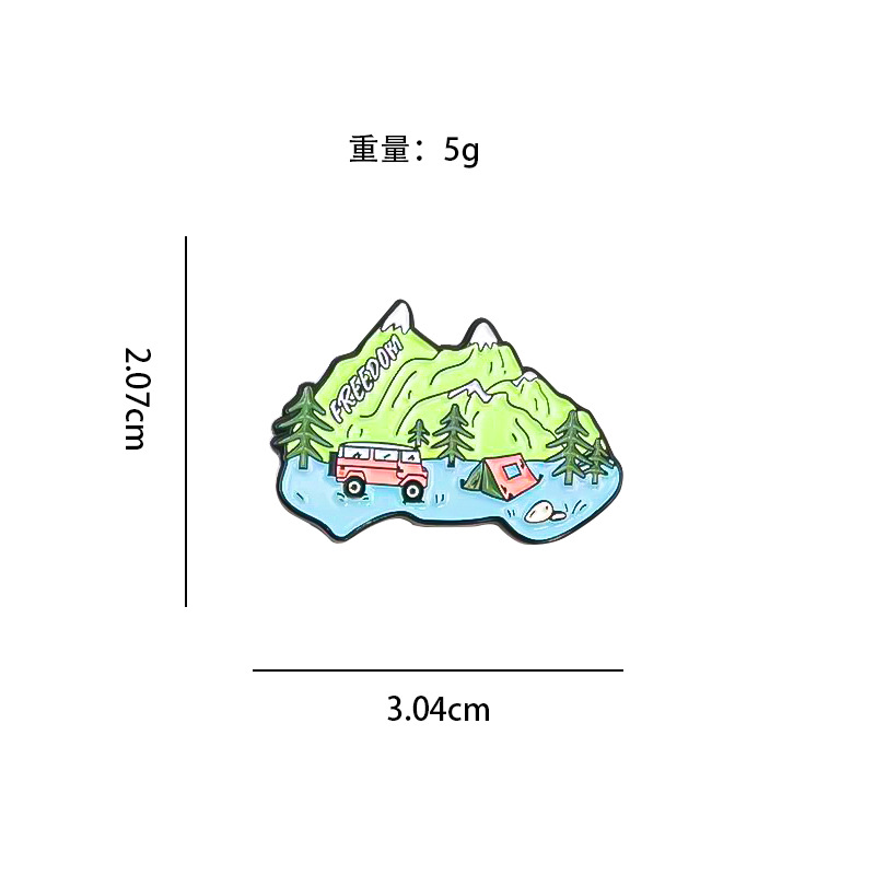 Broche de aleación de paisaje de dibujos animados, estilo ins, ropa, bolsos, accesorios, alfileres, elementos de la naturaleza, ilustración, insignia transfronteriza