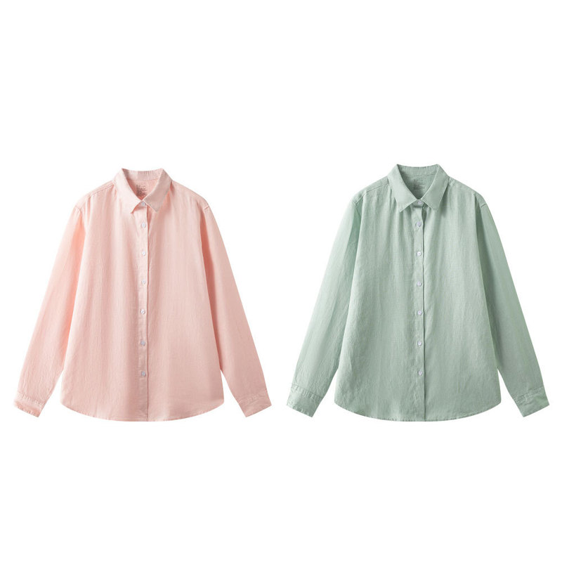 Muji Women's Hemp Washed Shirt Collar Long Sleeve Shirt Good Product Loose Cool Jacket Shirt Outerwear Summer Muji Women's Hemp Washed Shirt Collar Long Sleeve Shirt Good Product Loose Cool Jacket Shirt Outerwear Summer