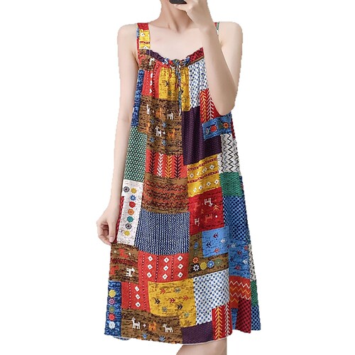 Women's Summer Cotton Satin Straps Sleepwear 2025 New Style Medium Length High School College Backless Dress Man-made Cotton Skirt