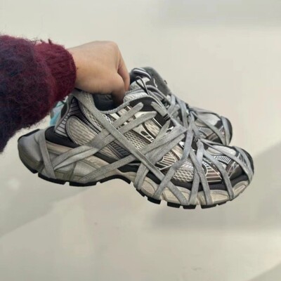 巴黎blc复古3XL世家做旧网面25ss绑带男女蜘蛛侠老爹鞋track总裁