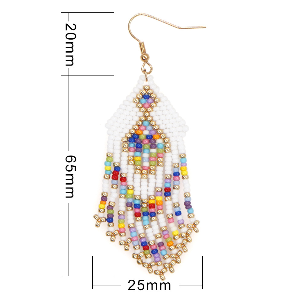 Bohemian Multicolor Glass Beaded Tassel Women's Drop Earrings 1 Pair display picture 1