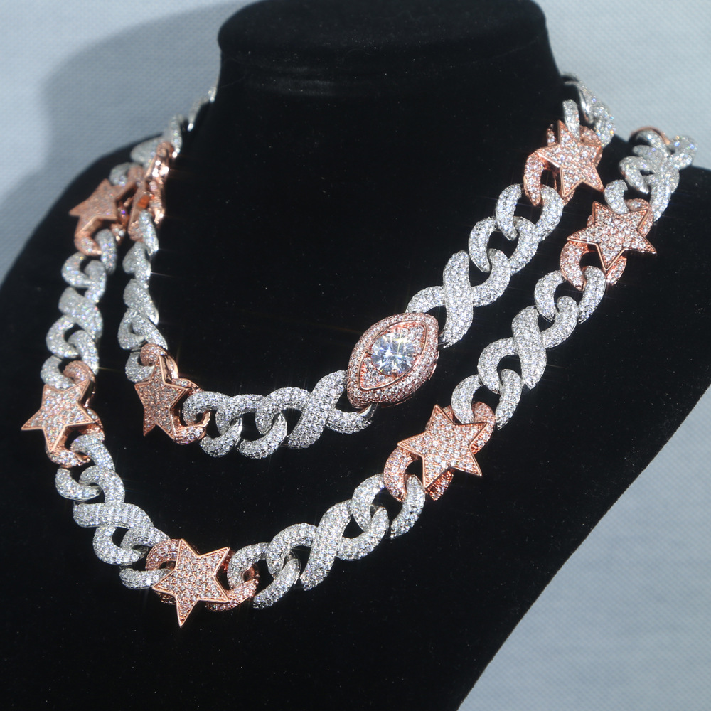 1 Piece Quantity Hip-hop Star Copper Inlay Zircon Men's Necklace