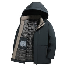 新款冬装可拆连帽棉服外套 中老年男装爸爸装中长款棉衣加厚保暖