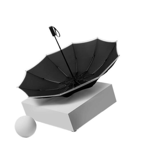 Creative Ten Bone Three Folding Car Reverse Automatic Umbrella Logo Advertising Extra Large Umbrella for Men Business Black