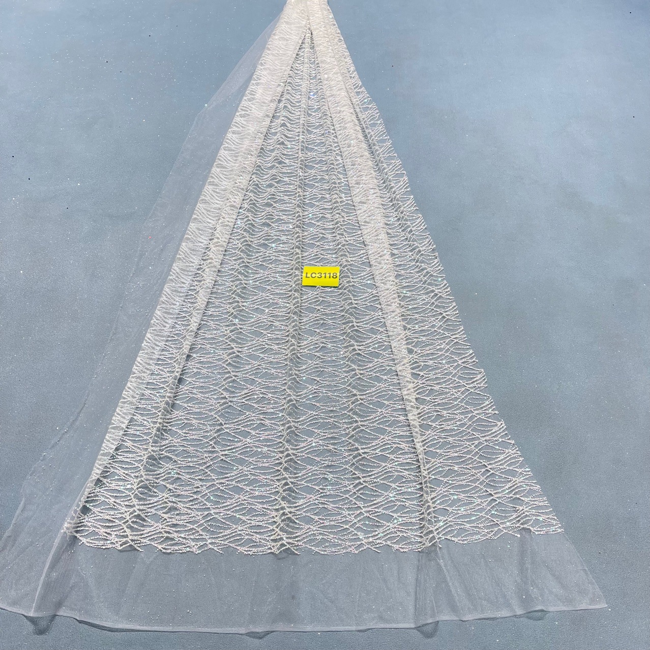 LC3118花型10Y起订 婚纱礼服面料 网纱洒金片 喷金花型 面料 蕾丝