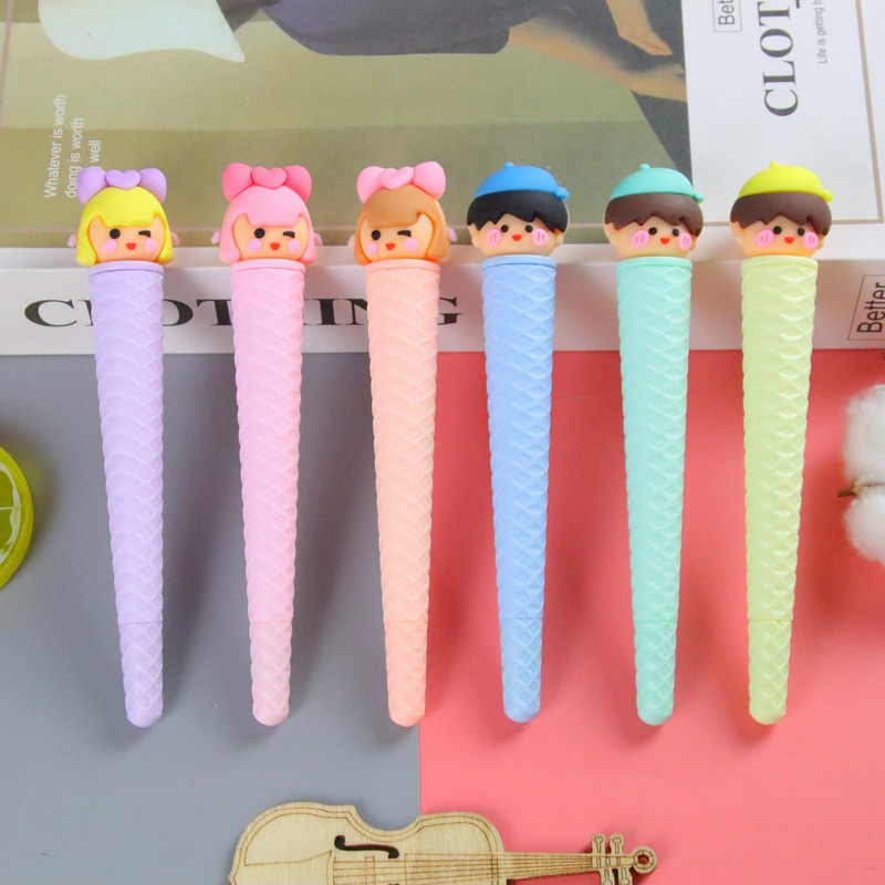 Bolígrafo de góner de cono de plástico de dibujos animados de alto valor, helado lindo, papelería creativa, premio para estudiantes, regalo, bolígrafo