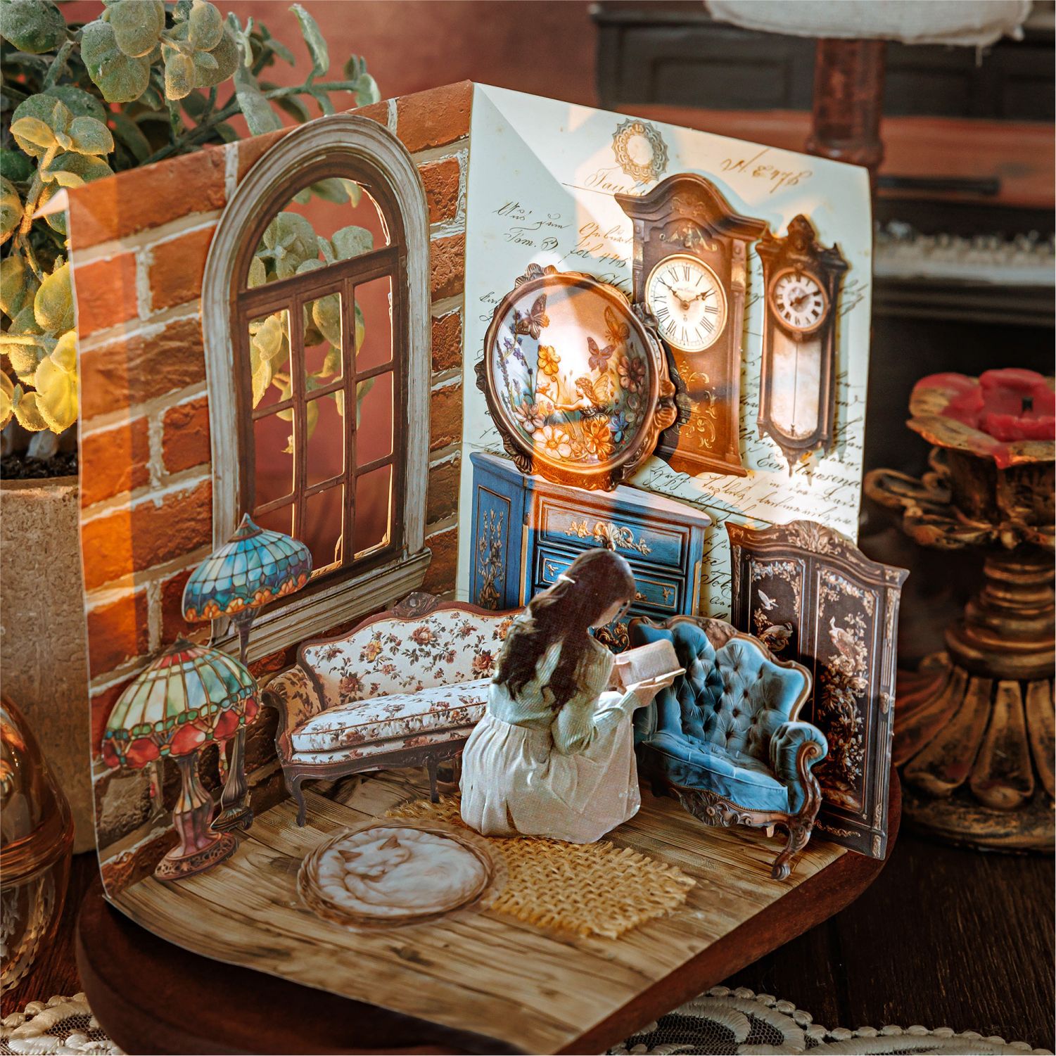 Mosmo Retro Ecenery Hollow Tarjeta dura Etiqueta engomada Colección de la Edad Media Material de todo fósforo Cuenta manual Collage de bricolaje