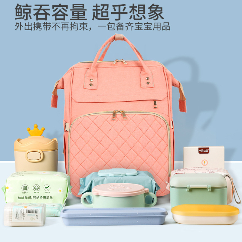 Cross-Border New Style Mommy Bag with Large Capacity, Lightweight, Fashionable and Can Be Hung on the Stroller, Mother and Baby Backpack