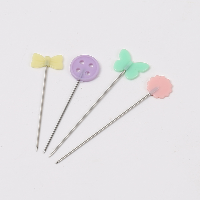 80 piezas / caja de agujas de localización de lujo de color de corte tridimensional de ropa de localización de agujas fijas de localización de cabeza plana