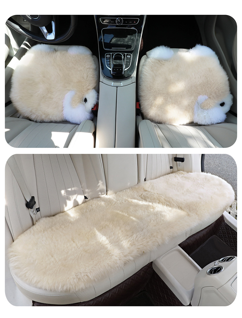 New Long-Haired Little Sheep Car Seat Cushion Winter Warm Wool Square Cushion Simple Car Interior Cross-Border Wholesale