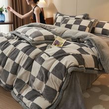 冬季加厚双面牛奶绒被套单件150x200冬天加绒被罩法兰珊瑚绒被单