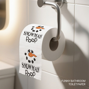 Snowflake Poop Spoof Printing Roll Paper Cross-Border 2-Layer Christmas Toilet Paper Printing Toilet Paper Bathroom Decoration Paper