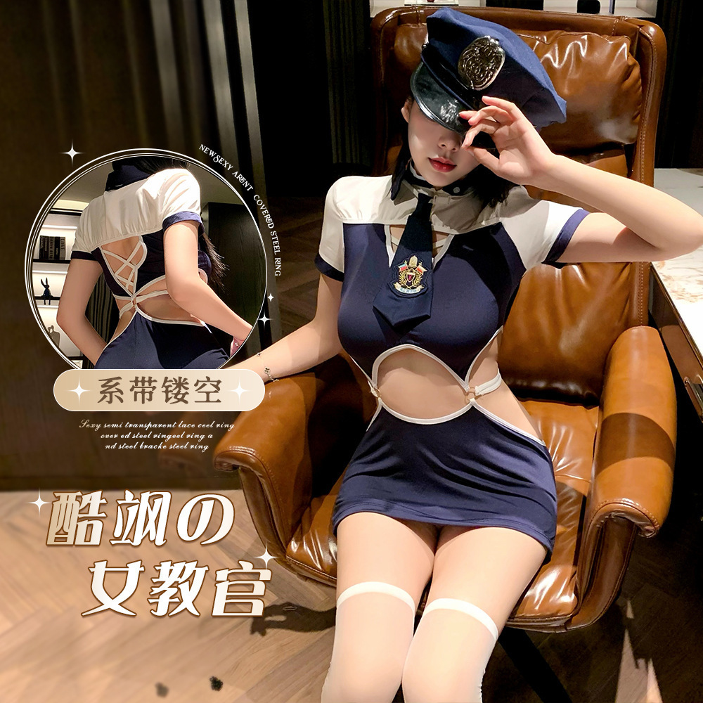 Yuhuan Sexy Hot Policewoman Sexy Lingerie Role Play Free of Taking Off Stewardess Tight Hip Suit