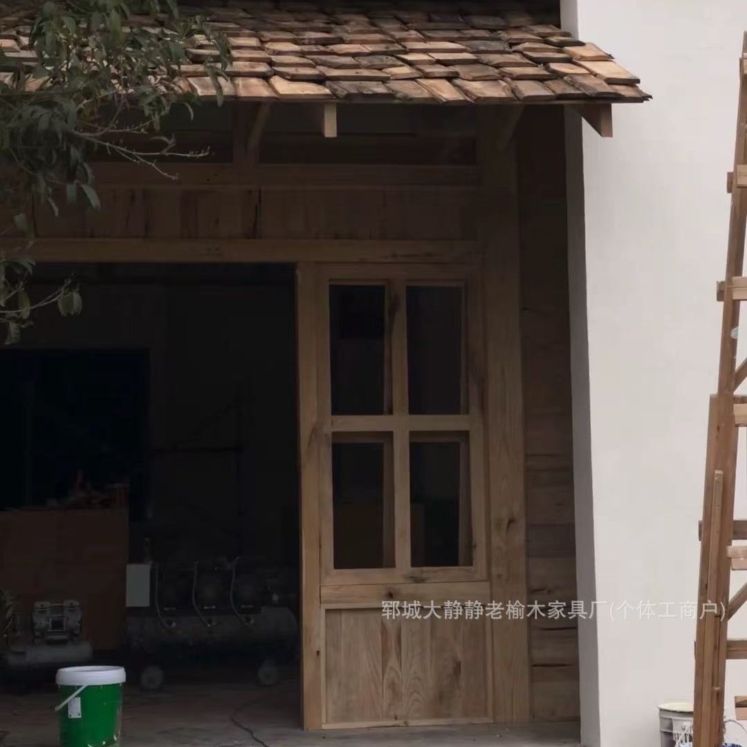 Складное окно из вяза натуральный цвет