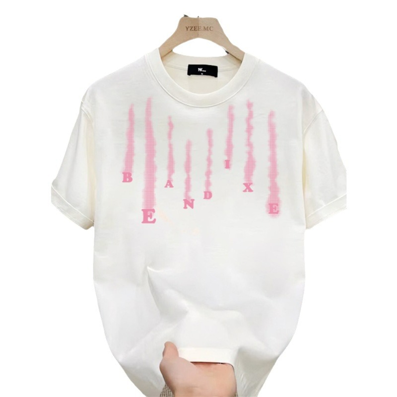 T-shirt à manches courtes en pur coton pour hommes et femmes, nouveau style d'été 2024, marque tendance, haut ample à col rond américain_voghion.com