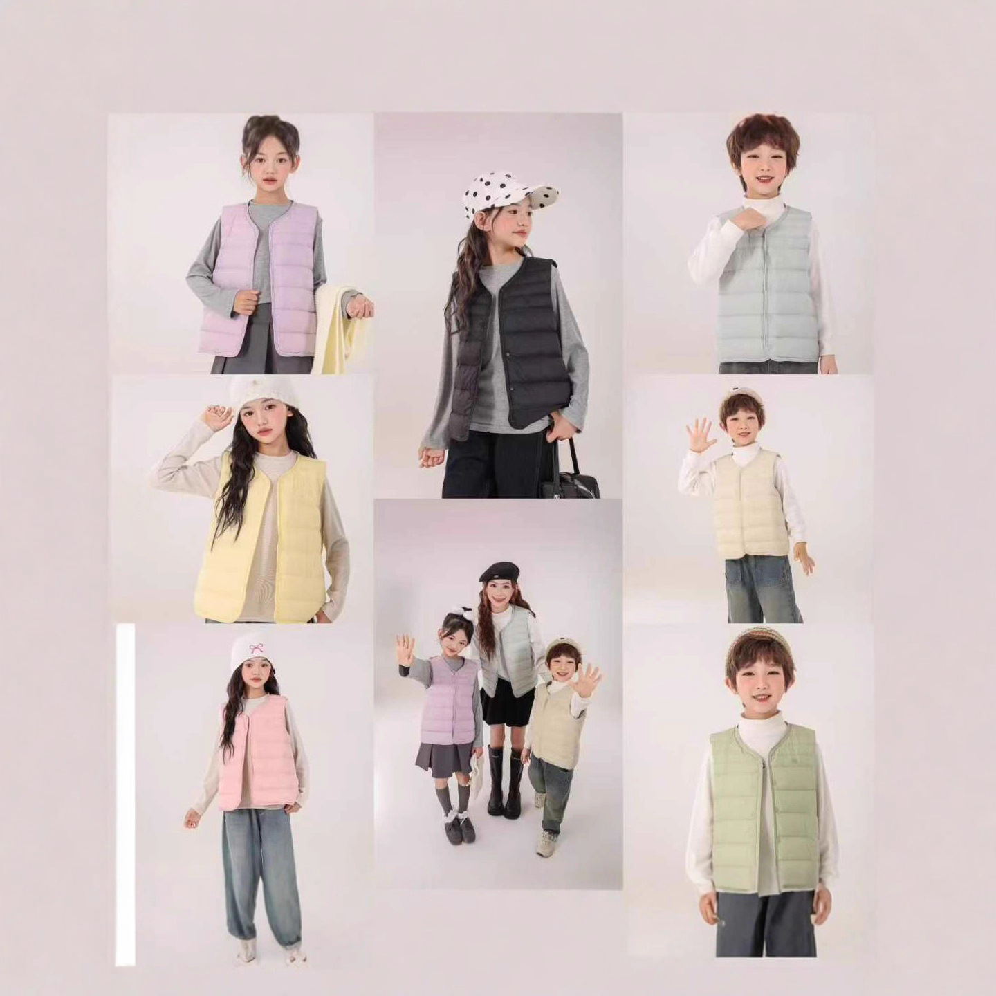 Parent-Child Outfit Children's down Vest for Boys and Girls, Baby Vest with Inner Lining, Suitable for Wearing Outside, 90% White Duck Down, Autumn and Winter Sleeveless Jacket