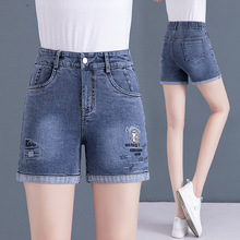 韩版高腰牛仔短裤夏季女装2022今年新款宽松直筒薄款阔腿A字裤子