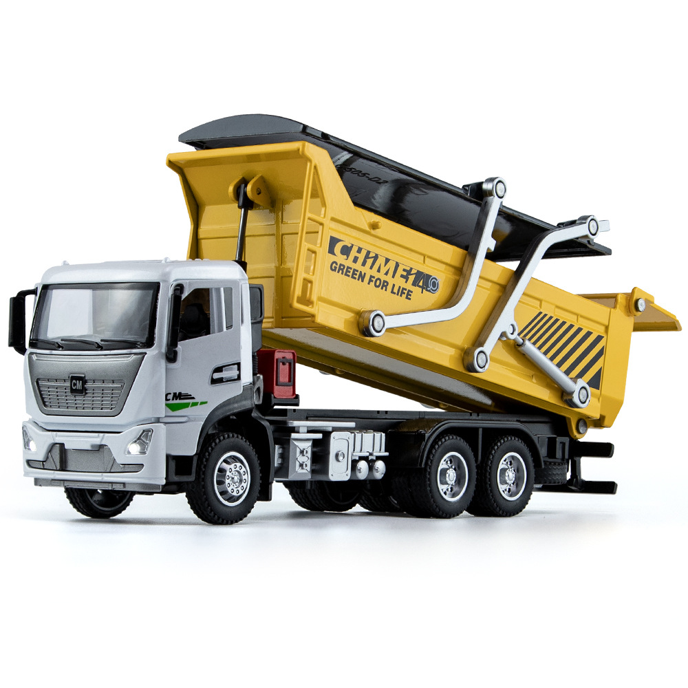 1:32 Construction Engineering Slag Transport Vehicle Alloy Car Model Surname Sound and Light Pull Back Kidsren's Toys Chenghai Wholesale Dropshipping
