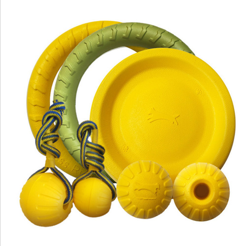 Dog toys, training dog EVA floating, bite-resistant, grinding teeth, pet ball, pull ring, interactive flying disc, rope ball, large dog