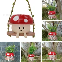 Mushroom decor милый мультфильм злодей смайлик висящий гриб качели цветочный горшок для наружного украшения