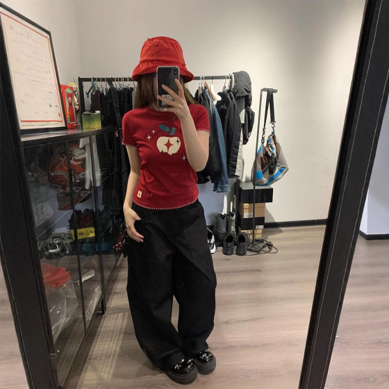 Cartoon Animal Print Pattern All-match Summer Pure Cotton Casual Sweet Top New Round Neck Short-sleeved T-shirt New Arrival