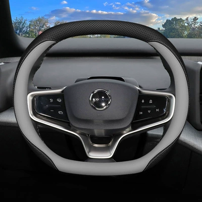 2024 Volvo steering wheel cover 24 Volvo EX30 special car interior modified ultra-thin handle cover (Steering wheel cover) - volvo-ex30-double-d-type-black-gray-ultra-thin-model-other