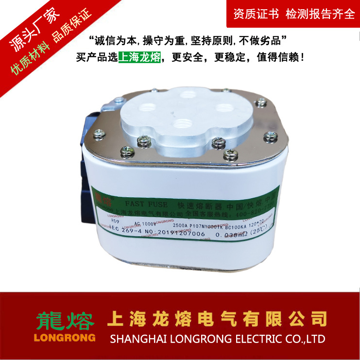 快速熔断器RS9 800/2400A-P110N银片熔芯，上海龙熔，"龍熔"品牌