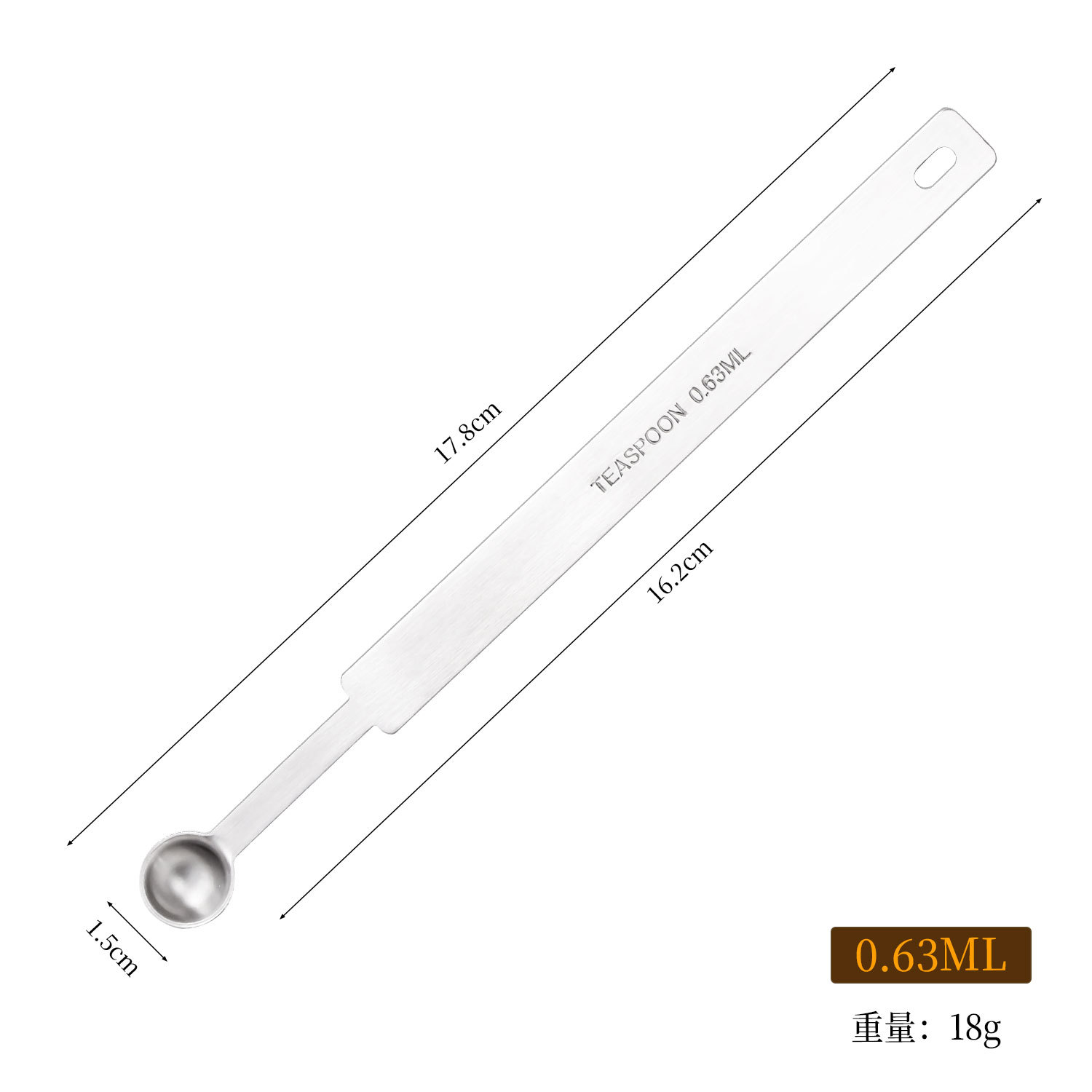 Cuchara Medidora con Mango Largo de Acero Inoxidable 304 con Escala para Cocina