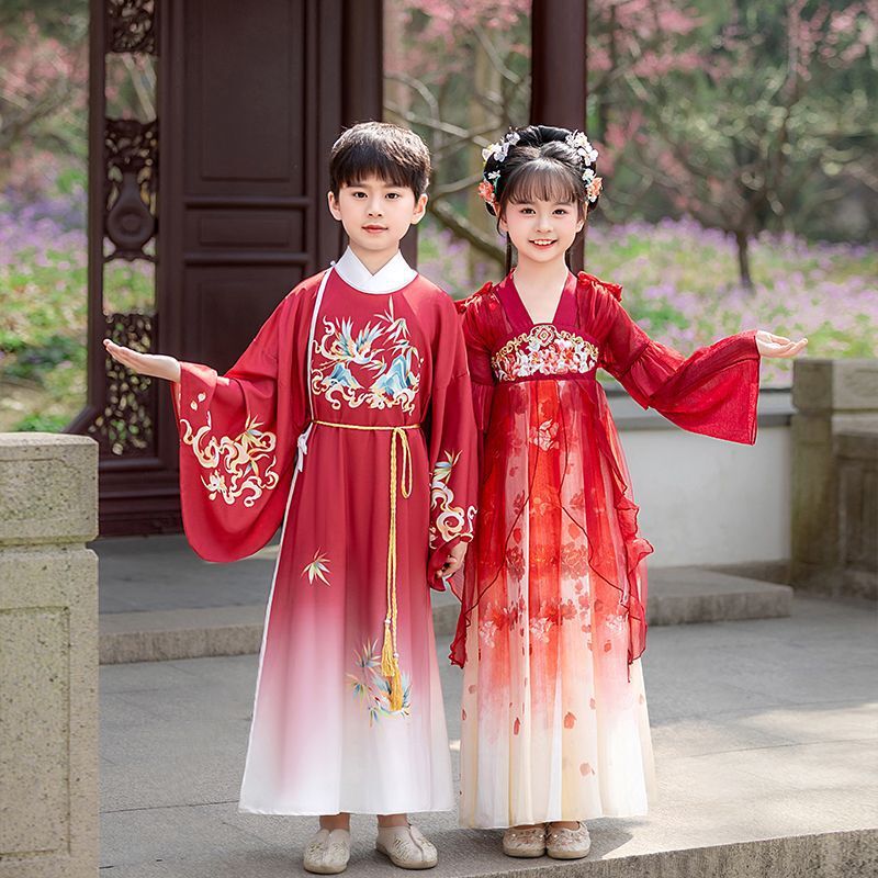 Hanfu Boys' New Chinese Style High-End Tang Suit for Children, Ancient Style Outfit for Boys, Princess Dress for Girls, Summer Hanfu Boys' New Chinese Style High-End Tang Suit for Children, Ancient Style Outfit for Boys, Princess Dress for Girls, Summer