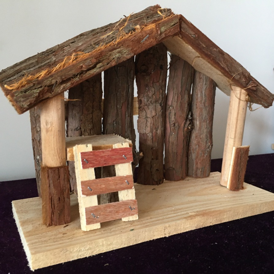 欧式精品耶稣圣诞节马槽大木屋配件摆件实木纯手工工艺品家居摆设