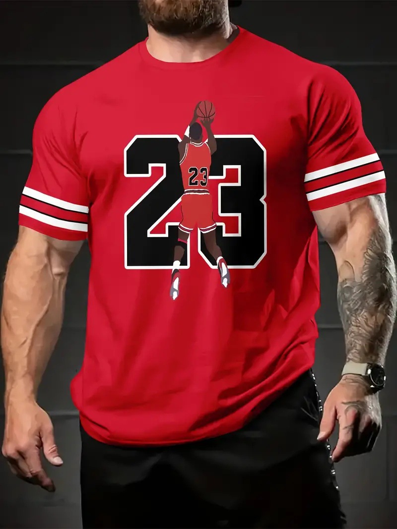 Deportes malla suelta manga corta cuello redondo camiseta baloncesto No. 23 impresión 3D fábrica ventas directas AliExpress transfronterizo