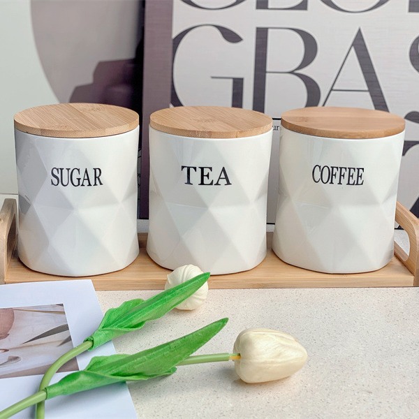 Latas selladas de cerámica nórdica suministros de cocina latas de café de té a prueba de humedad suministros de cocina de alto aspecto latas a granel para el hogar