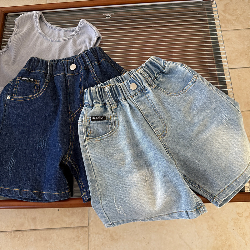 Children's Wear Boys' Denim Shorts 2025 Spring and Summer New Style Children's Five-point Pants Girls' All-match Bright Line Shorts Children's Wear Boys' Denim Shorts 2025 Spring and Summer New Style Children's Five-point Pants Girls' All-match Bright Line Shorts