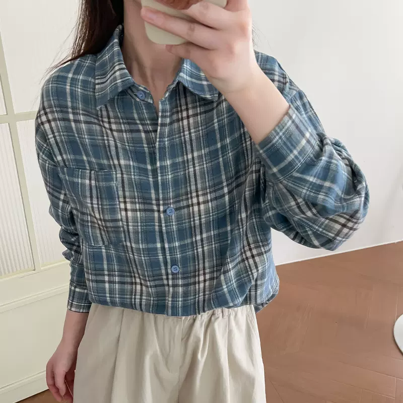 春秋格子衬衫女新款潮流复古外套美式宽松时尚痞帅港风休闲中长款