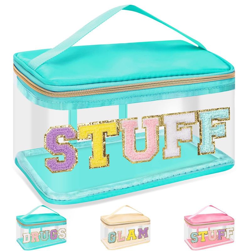 Amazon MEDS 薬箱刺繍文字化粧品袋透明 PVC 収納袋旅行トイレタリーバッグハンドバッグ|undefined