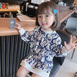 女宝宝连衣裙2025秋季新款童装长款卫衣裙子韩版女童洋气时髦上衣