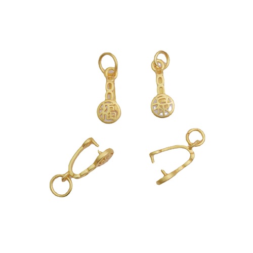 Color-preserving ancient sand gold fortune pendant buckle copper inlaid zircon flower-shaped peace buckle diy necklace jewelry pendant clip buckle