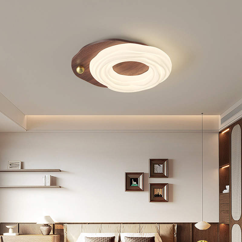 Lámpara de techo de dormitorio, protección ocular, lámpara de mediana edad francesa, sala de estar, comedor, lámpara de nube de calabaza, lámpara de estilo crema de galletas, Zhongshan