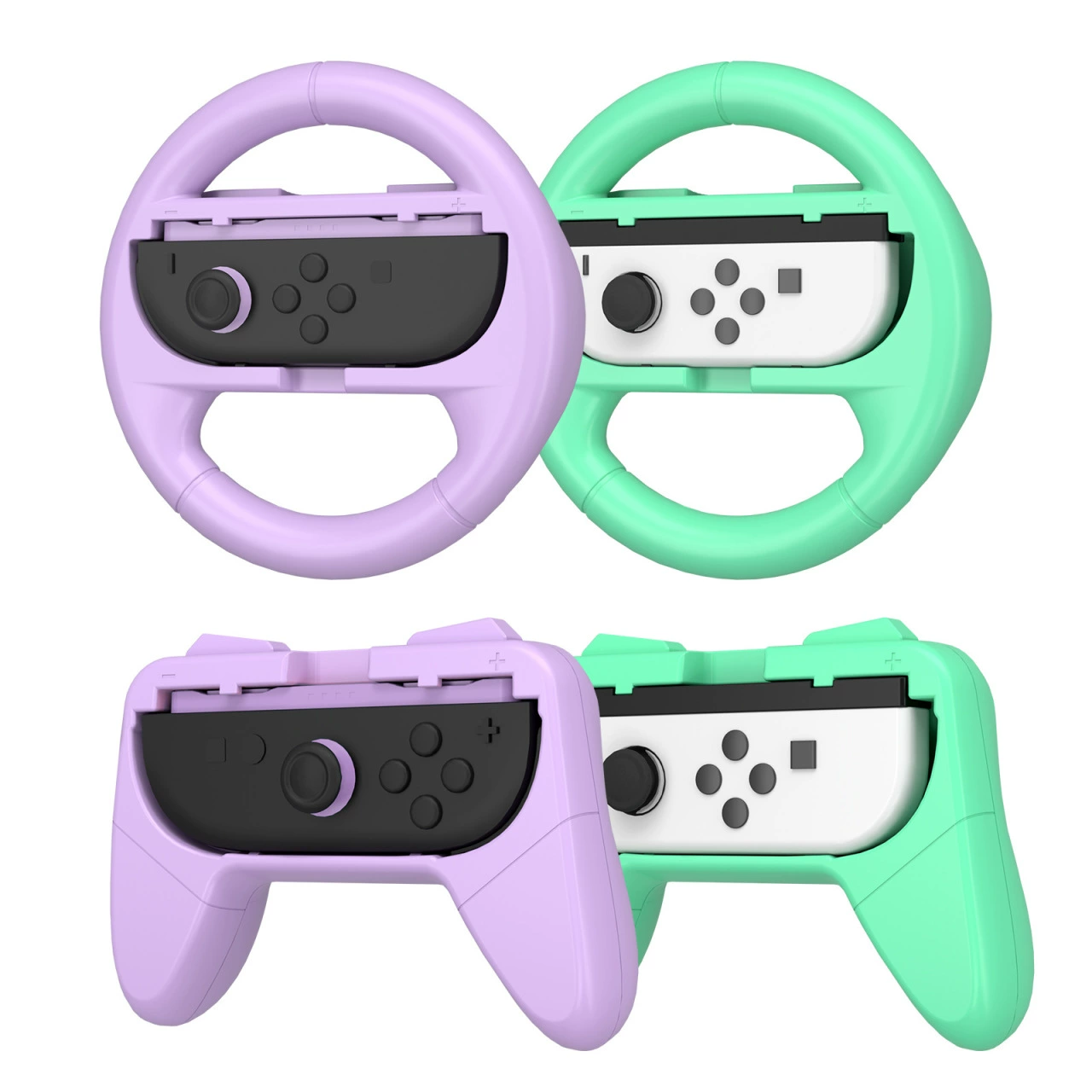 Подходящий для Nintendo Switch/switch2 рукоять-руль с силиконовым чехлом, зелёный и фиолетовый двухцветный аксессуар для контроллера