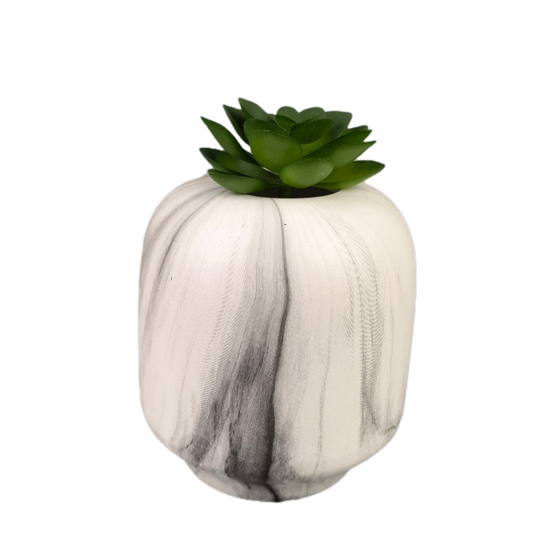 Decoración casera nórdica Impresión de transferencia de agua jarrón de cerámica flor seca arreglo floral geométrico decoración a cuadros decoración suave