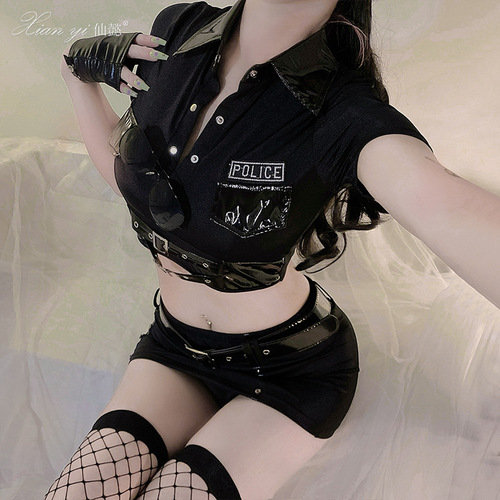 Xianyi sexy lingerie policewoman costume motorcycle stewardess policewoman uniform temptation open file passion suit sm463