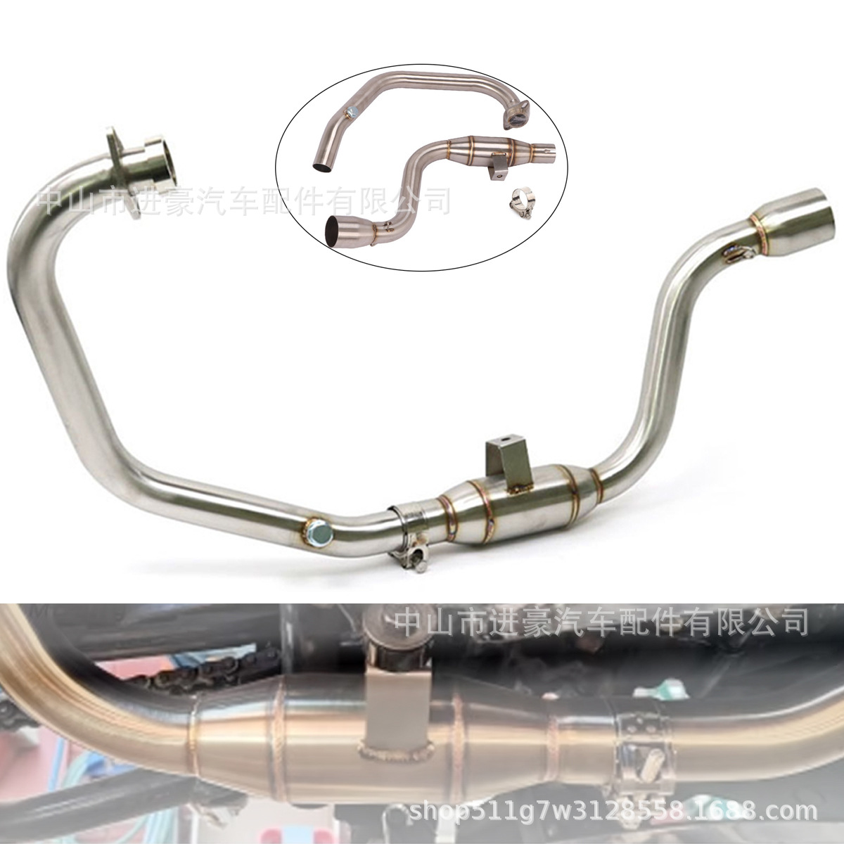 Suitable for Motorcycle Exhaust Pipe Modification Gixxer-155 Geek Sa 155 Front Section Stainless Steel Factory Direct Sales