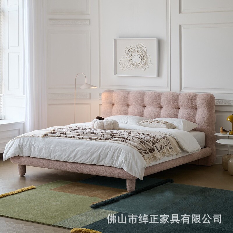 Bubble Fabric Bed French Cream Style Bedroom Kidsren's Bed Small Apartment Girl Pink Moyu Princess Bed 2025